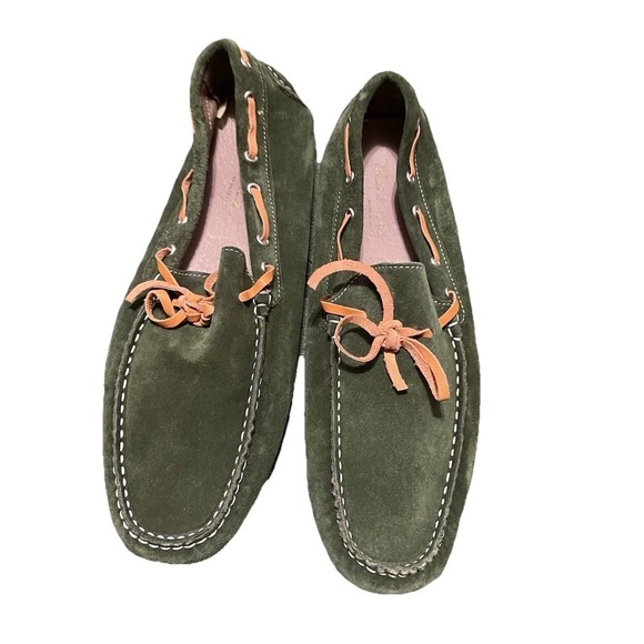 Manza Italian Driving Shoes Monza Loafer Size 11 Green Suede Leather Comfy Soft main image 13